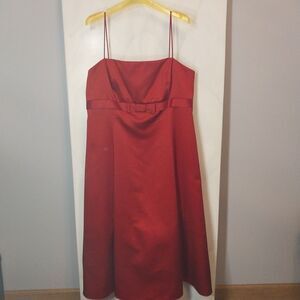 Vtg Davids Bridal Party Dress 16 Red Satin Lined Bridesmaid Prom Formal Holiday